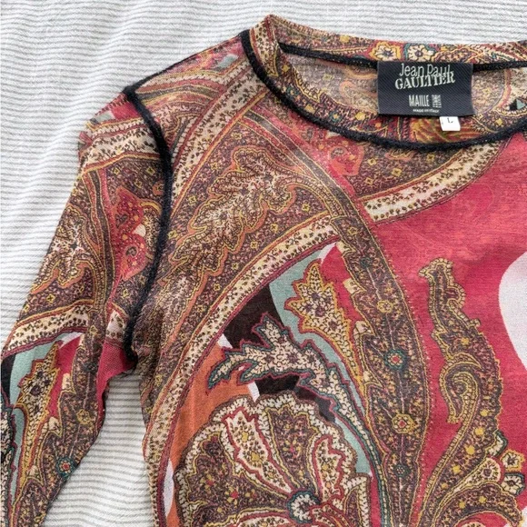 Vintage Y2K Paisley JPG Mesh Top - Picture 5 of 5